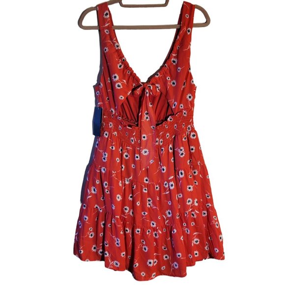 City Studio Coral Pink Floral Tie Back Dress Women Size XL NWT - Picture 2 of 11